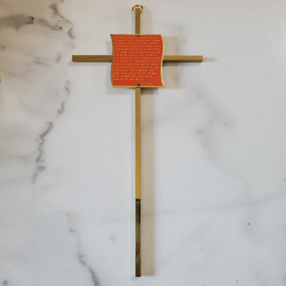 Vintage Brass Cross The Lord is My Shepherd Wall Hanging - Picture 1 of 10